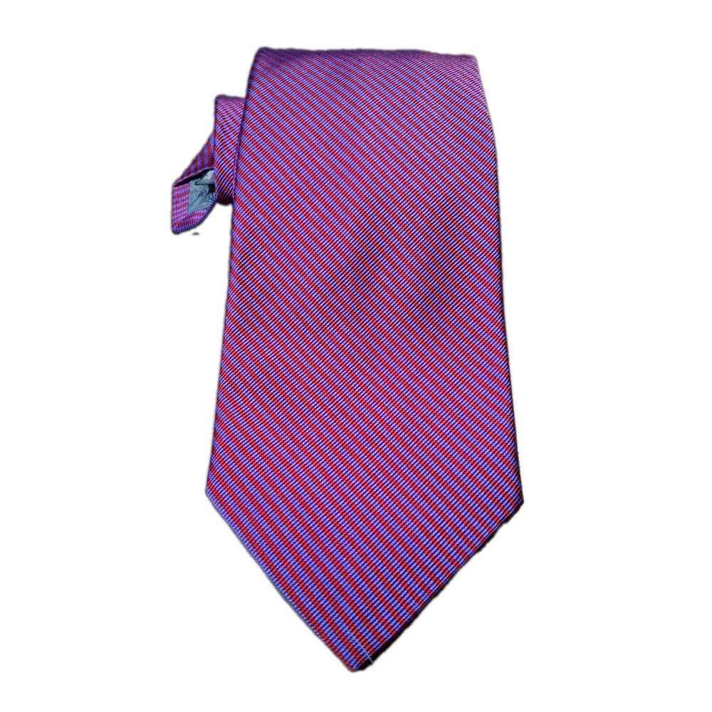 ROBERT TALBOTT Men's Repp Tie 100% Silk Made in USA Purple + Red